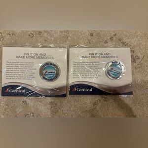Set of two Carnival Cruise Line Mardi Gras VIFP 2025 souvenir pins